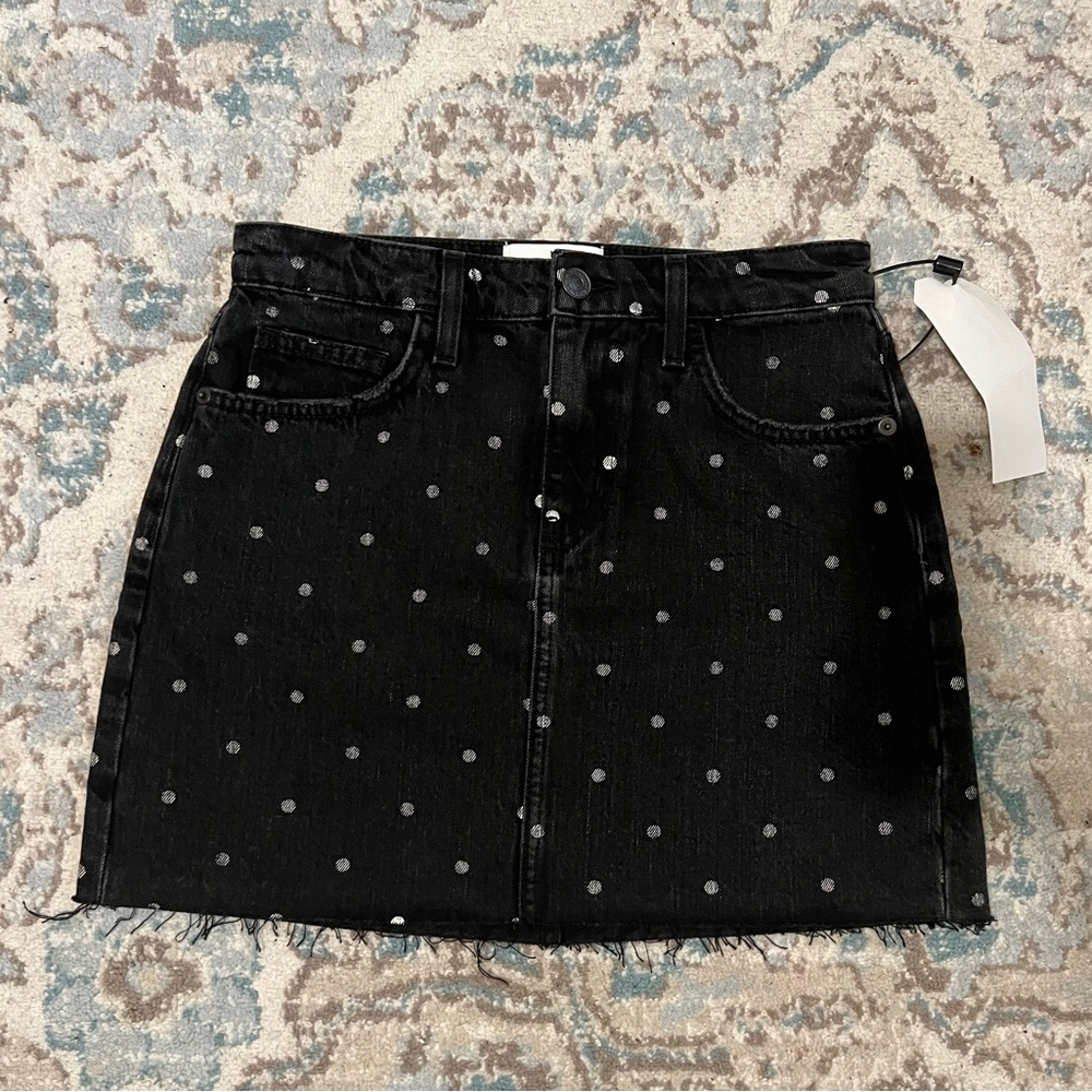 Current/Elliott Black Polka Dot Mini Skirt